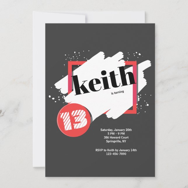 Black With Red Details Invitation (Front)