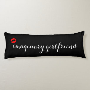Black with Red Kiss Lips Imaginary Girlfriend Body Cushion