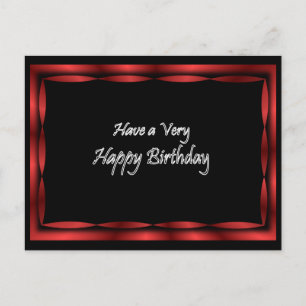Black with Red Ribbon Happy Birthday - customise Postcard