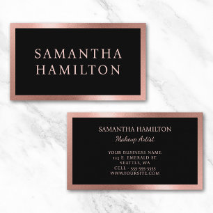 Black with Rose Gold Grainy Gradient Border Business Card