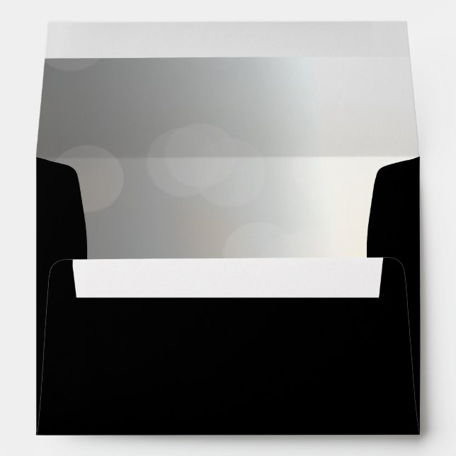 Black with Silver Bokeh Lining Swan Invitation Envelope (Back (Bottom))