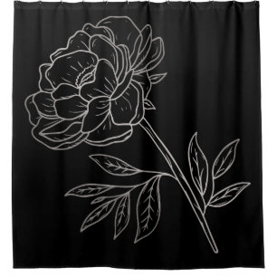 Black with Silver Flower Shower Curtain