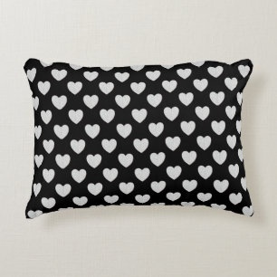 Black With Silver Glittery Hearts Decorative Cushion