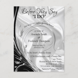 Black with Silver on Champagne Silk Couple Shower Invitation