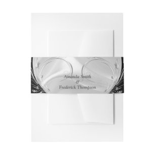 Black with Silver on Champagne Silk Envelope Band Invitation Belly Band