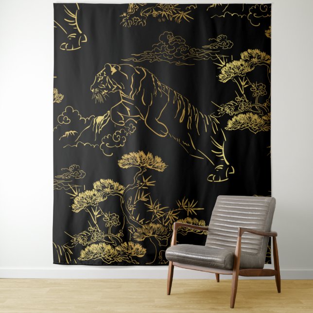 black with tiger tapestry (In Situ)