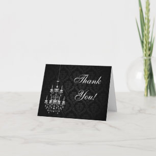 Black with White Chandelier Silhouette Thank You Card