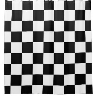 Black With White Chequerboard Shower Curtain