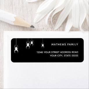 Black with White Four Spiders for Halloween Return Address Label
