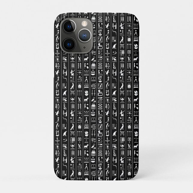 Black With White Hieroglyphs Case-Mate iPhone Case (Back)