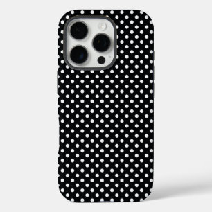 Black with white polka dots iPhone 16 pro case