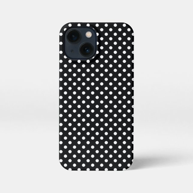 Black with white polka dots iPhone case (Back)