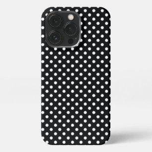 Black with white polka dots iPhone 13 pro case