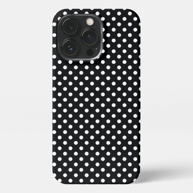 Black with white polka dots iPhone case (Back)