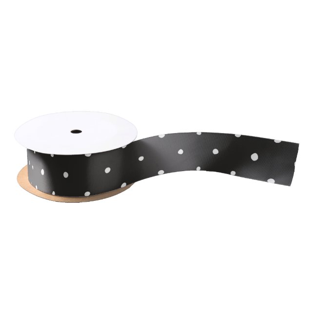 Black with white polka dots satin ribbon (Spool)
