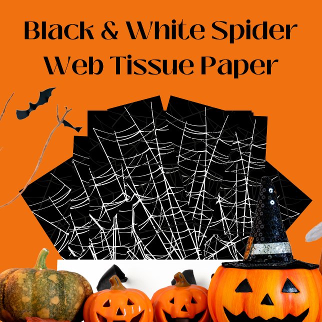 Black with White Spider Webs and cute Modern Ghost Tissue Paper (Creator Uploaded)