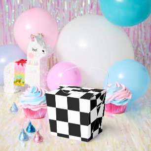 Black with White Square Pattern Large Take Out Favour Box