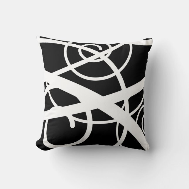 Black with white swirls cushion (Front)