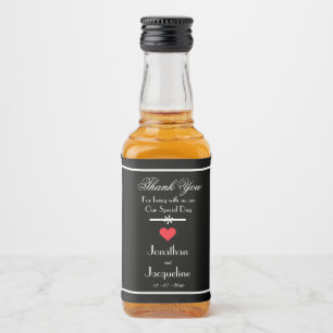 Black with White Wedding Elegant 'Thank You' Mini Liquor Bottle Label