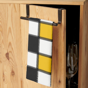 Black With Yellow Tartan Tea Towel