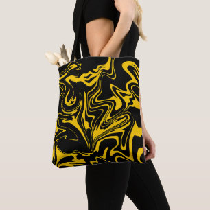black with yellow tote bag