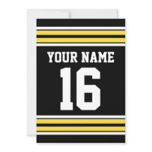 Black with Yellow White Stripes Team Jersey