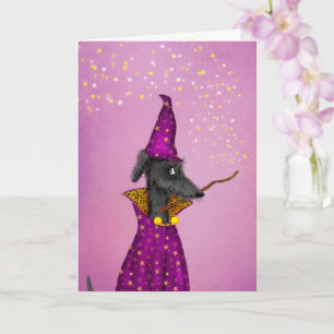 Black wizard dog Halloween card
