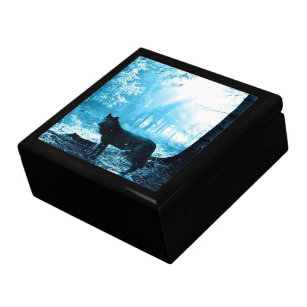 Black Wolf Alone in the Forest Gift Box