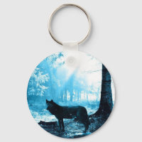 Black Wolf Alone in the Forest