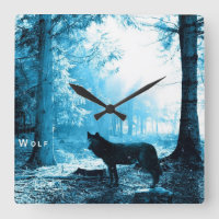 Black Wolf Alone in the Forest