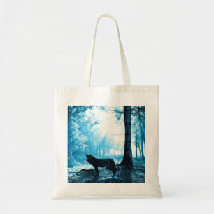 Black Wolf Alone in the Forest Tote Bag