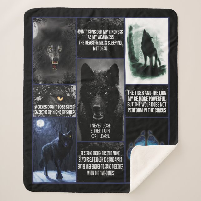 Black Wolf Blanket, Animal Love Gift Blanket (Front)