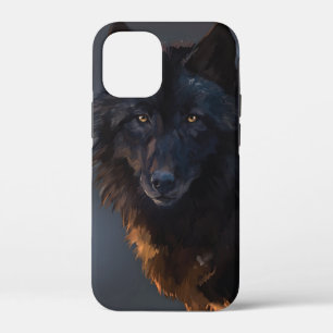 Black wolf iPhone 12 mini case