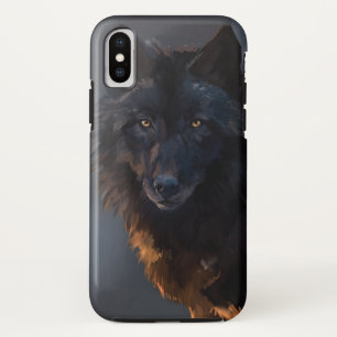 Black wolf iPhone XS case