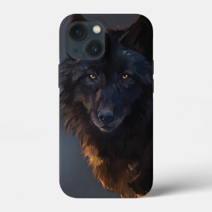 Black wolf iPhone 13 mini case