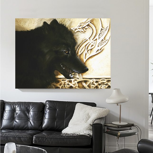 Black Wolf Celtic Dragon Knotwork Fantasy Canvas Print (Creator Uploaded)