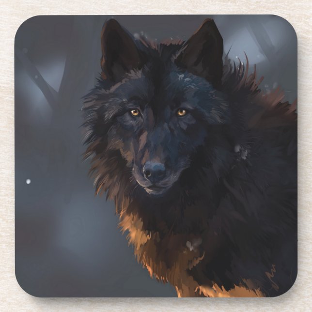 Black Wolf Coaster (Front)