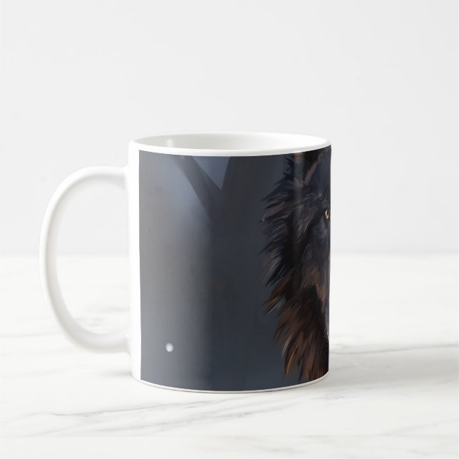 Black wolf coffee mug (Left)