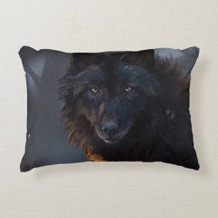 Black wolf decorative cushion