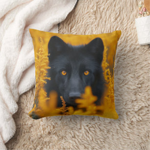 Black Wolf Dog German Shepherd Cushion