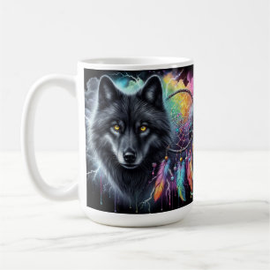 Black Wolf Dreamcatcher Mystical Celestial Coffee Mug