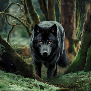 Black Wolf Emerges From Forest Jigsaw Puzzle