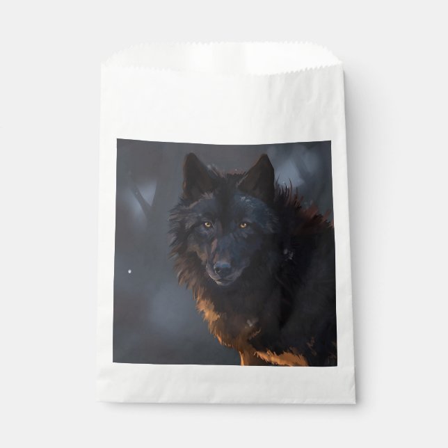 Black wolf favour bag (Front)