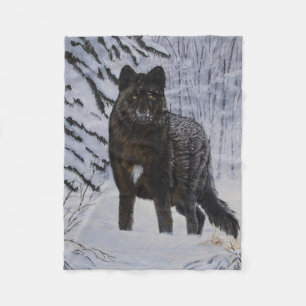 Black Wolf Fleece Blanket
