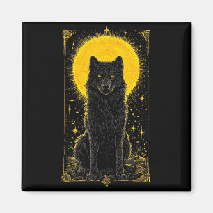 Black Wolf Golden Moon Graphic Tee – Wildlife Anim Magnet