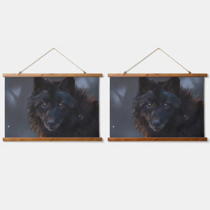 black wolf hanging tapestry