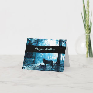 Black Wolf Happy Birthday Card