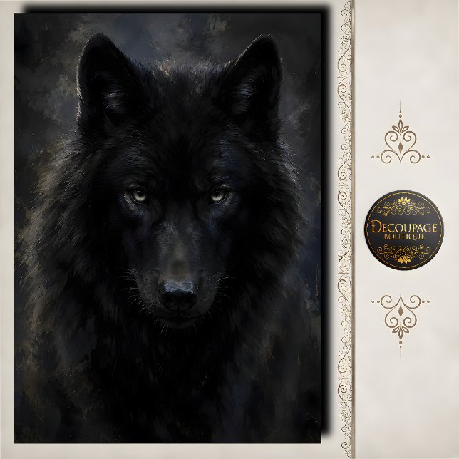 Black Wolf Intense Gaze Portrait Tissue Paper (Black Wolf Intense Gaze Portrait Tissue Paper)