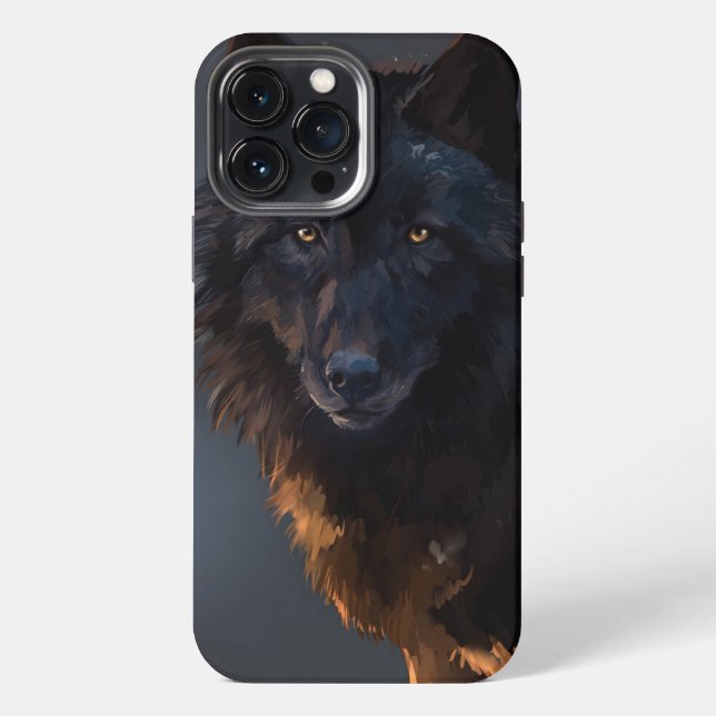 Black wolf iPhone case (Back)