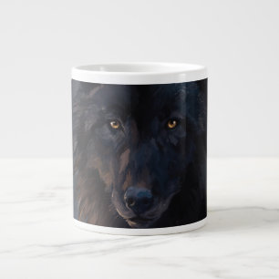 Black wolf large coffee mug